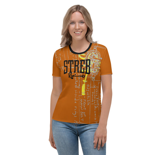 STREB/Voodo Fé Flying Machine Fall Colors Collection Women's T-shirt-Burnt Orange
