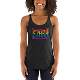 STREB Rainbow Pride Classic Logo Women's Racerback Tank Top (multiple color choices)